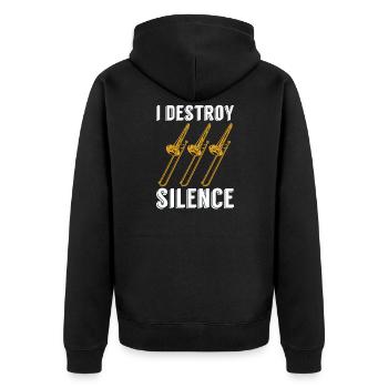 Trombone - Unisex Premium Organic Zip Hoodie - black - Back - Nico (187cm)