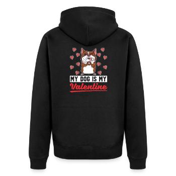 Valentinstag Valentines Day - Unisex Premium Bio Zip Hoodie - Schwarz - Hinten - Nico (187cm)