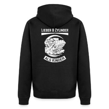 V8 Motor lustiges Design für Achtzylinder Autofans - Unisex Premium Bio Zip Hoodie - Schwarz - Hinten - Nico (187cm)