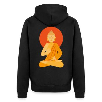 Buddha Buddha Yoga Buddhismus - Unisex Premium Bio Zip Hoodie - Schwarz - Hinten - Nico (187cm)