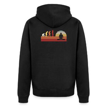 DJ Discjockey - Unisex Premium Bio Zip Hoodie - Schwarz - Hinten - Nico (187cm)