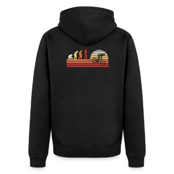 Retro Mountain Bike MTB Vintage Downhill - Unisex Premium Organic Zip Hoodie - black - Back - Nico (187cm)