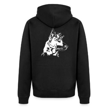 MALINOIS Crown Dogs Dog Wilsigns - Unisex Premium Organic Zip Hoodie - black - Back - Nico (187cm)