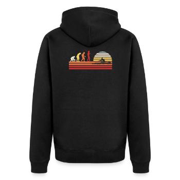 Retro Rowing Rowing Rowing Boat Vintage Rowing - Unisex Premium Organic Zip Hoodie - black - Back - Nico (187cm)