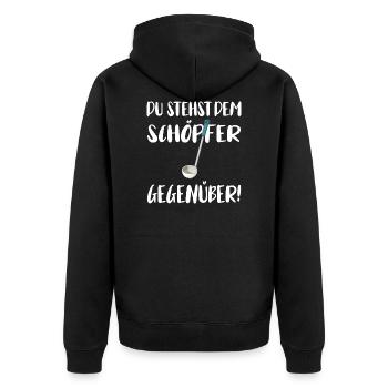 You face the Creator - Unisex Premium Organic Zip Hoodie - black - Back - Nico (187cm)