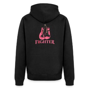 Breast cancer Cancer - Unisex Premium Organic Zip Hoodie - black - Back - Nico (187cm)