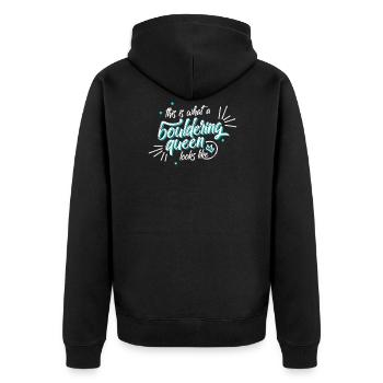Bouldern - Unisex Premium Bio Zip Hoodie - Schwarz - Hinten - Nico (187cm)