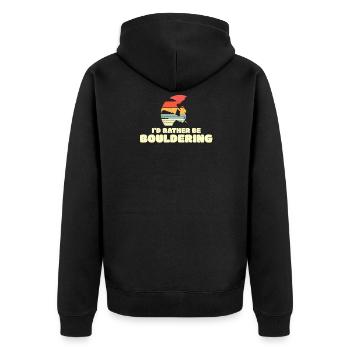 Bouldern - Unisex Premium Bio Zip Hoodie - Schwarz - Hinten - Nico (187cm)