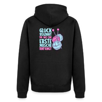 Stricken - Unisex Premium Bio Zip Hoodie - Schwarz - Hinten - Nico (187cm)