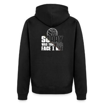 Volleyball Beachvolleyball - Unisex Premium Bio Zip Hoodie - Schwarz - Hinten - Nico (187cm)