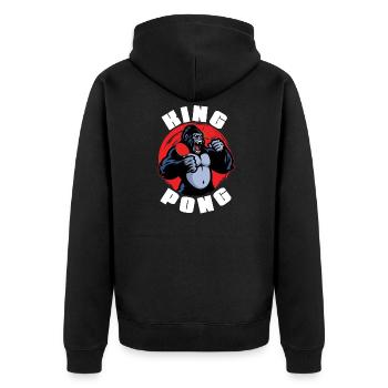 Tischtennis Ping Pong - Unisex Premium Bio Zip Hoodie - Schwarz - Hinten - Nico (187cm)