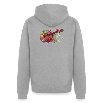 Ukulele - Unisex Premium Bio Zip Hoodie - Grau meliert - Hinten - Nico (187cm)