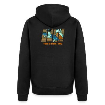 Skateboard Skateboarder Skater - Unisex Premium Bio Zip Hoodie - Schwarz - Hinten - Nico (187cm)