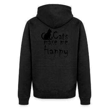 Cat Katze - Unisex Premium Organic Zip Hoodie - black - Back - Nico (187cm)