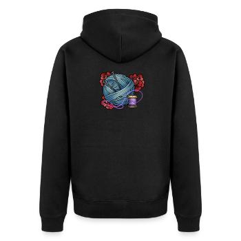 Stricken - Unisex Premium Bio Zip Hoodie - Schwarz - Hinten - Nico (187cm)