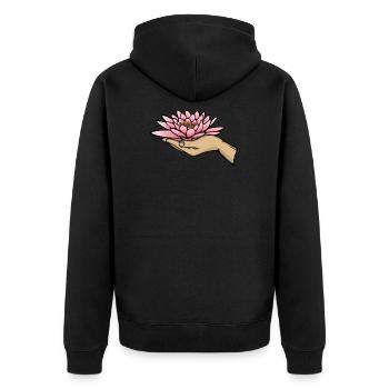 Meditation Meditieren - Unisex Premium Bio Zip Hoodie - Schwarz - Hinten - Nico (187cm)