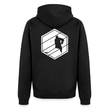 Ice Hockey Eishockey spielen Herren Eishockey - Unisex Premium Bio Zip Hoodie - Schwarz - Hinten - Nico (187cm)