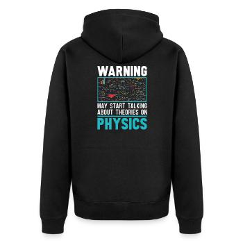 Physik Physiker - Unisex Premium Bio Zip Hoodie - Schwarz - Hinten - Nico (187cm)