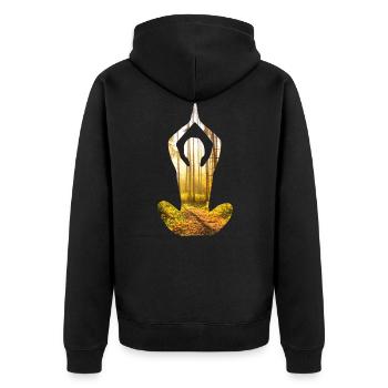 Yoga Wald - Unisex Premium Bio Zip Hoodie - Schwarz - Hinten - Nico (187cm)
