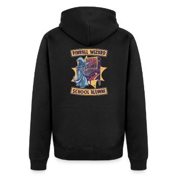 Retro Pinball Flipper Vintage Arcade Gaming - Unisex Premium Organic Zip Hoodie - black - Back - Nico (187cm)