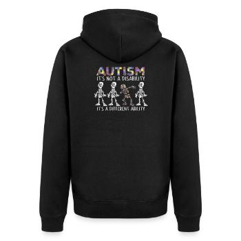 Autism Autistic - Unisex Premium Organic Zip Hoodie - black - Back - Nico (187cm)