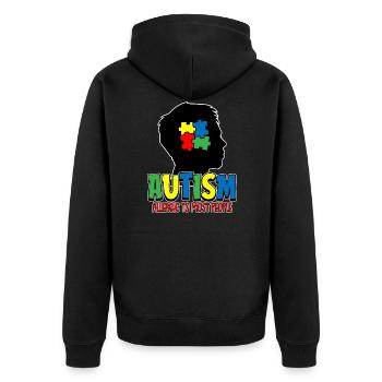 Autismus Autist - Unisex Premium Bio Zip Hoodie - Schwarz - Hinten - Nico (187cm)