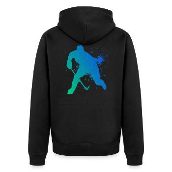 Eishockey spielen Eishockey Spieler Ice Hockey - Unisex Premium Bio Zip Hoodie - Schwarz - Hinten - Nico (187cm)