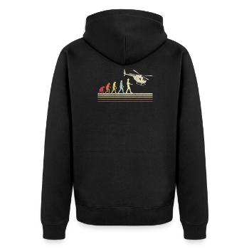 Helikopter Hubschrauber Pilot Heli - Unisex Premium Bio Zip Hoodie - Schwarz - Hinten - Nico (187cm)