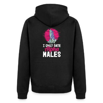 Wolf - Unisex Premium Bio Zip Hoodie - Schwarz - Hinten - Nico (187cm)
