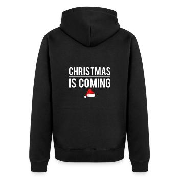 Christmas is coming noël arrive humour fête - Veste à capuche bio Premium Unisexe - noir - Dos - Nico (187cm)