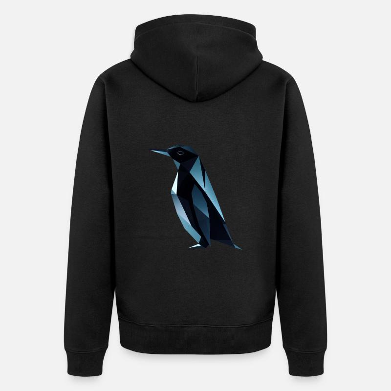 Mignon pingouin Low Poly Design - Veste à capuche bio Premium Unisexe - noir