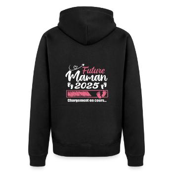 Future Maman 2025 Chargement En Cours - Cadeau - Veste à capuche bio Premium Unisexe - noir - Dos - Nico (187cm)