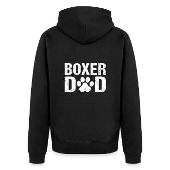 Boxer Dad German Boxer Dogs - Unisex Premium Organic Zip Hoodie - black - Back - Nico (187cm)