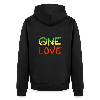 One Love - Unisex Premium Bio Zip Hoodie - Schwarz - Hinten - Nico (187cm)