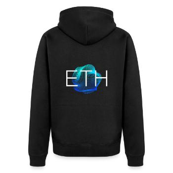 ETH Blockchain Cryptocurrency - Unisex Premium Organic Zip Hoodie - black - Back - Nico (187cm)