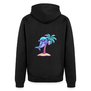 Dolphin Summer Beach Vacation - Unisex Premium Organic Zip Hoodie - black - Back - Nico (187cm)