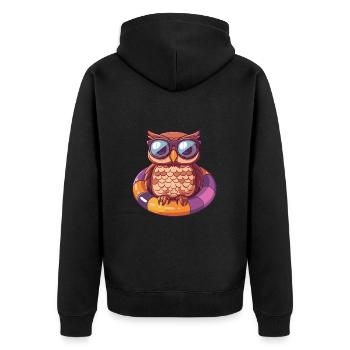 Eule Sommer Comic - Unisex Premium Bio Zip Hoodie - Schwarz - Hinten - Nico (187cm)