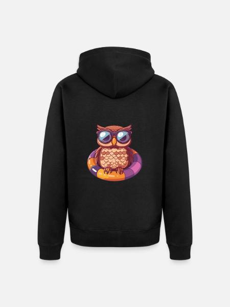 Eule Sommer Comic - Unisex Premium Bio Zip Hoodie - Schwarz