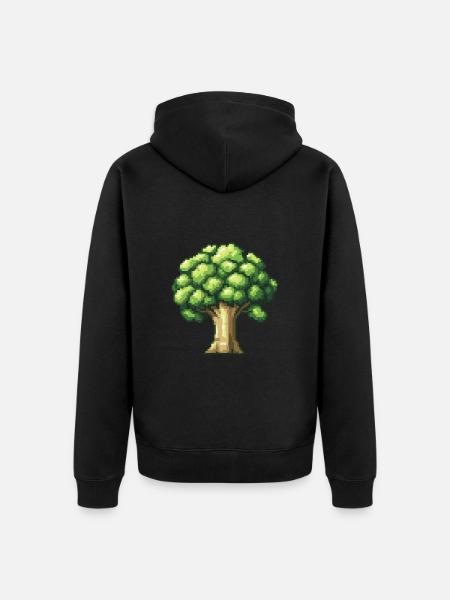 Broccoli Pixel Gamer - Unisex Premium Organic Zip Hoodie - black