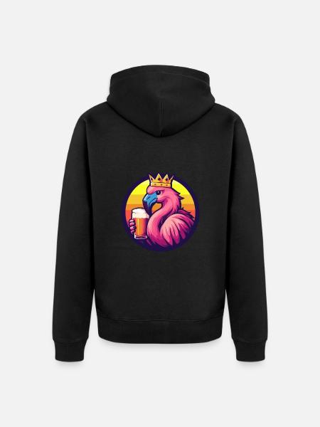 Flamingo Bier Comic - Unisex Premium Bio Zip Hoodie - Schwarz