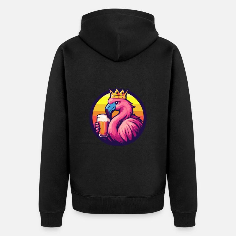 Flamingo Bier Comic - Unisex Premium Bio Zip Hoodie - Schwarz