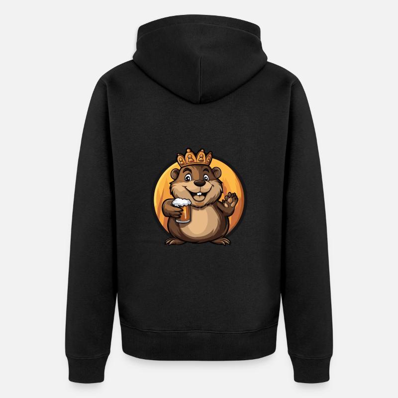 Biber Bier Comic - Unisex Premium Bio Zip Hoodie - Schwarz