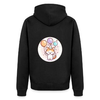 Cat Birthday Comic - Unisex Premium Organic Zip Hoodie - black - Back - Nico (187cm)
