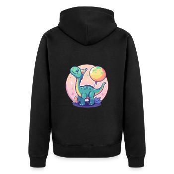 Dinosaur brontosaurus birthday comic - Unisex Premium Organic Zip Hoodie - black - Back - Nico (187cm)