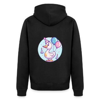 Gans Geburtstag Comic - Unisex Premium Bio Zip Hoodie - Schwarz - Hinten - Nico (187cm)