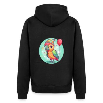 Papagai Geburtstag Comic - Unisex Premium Bio Zip Hoodie - Schwarz - Hinten - Nico (187cm)