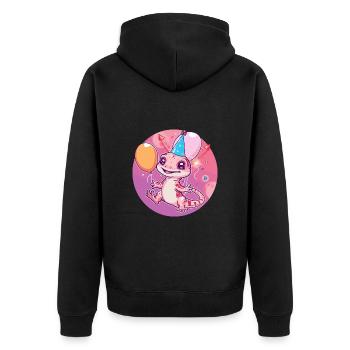 Bande dessinée d’anniversaire de lézard - Veste à capuche bio Premium Unisexe - noir - Dos - Nico (187cm)