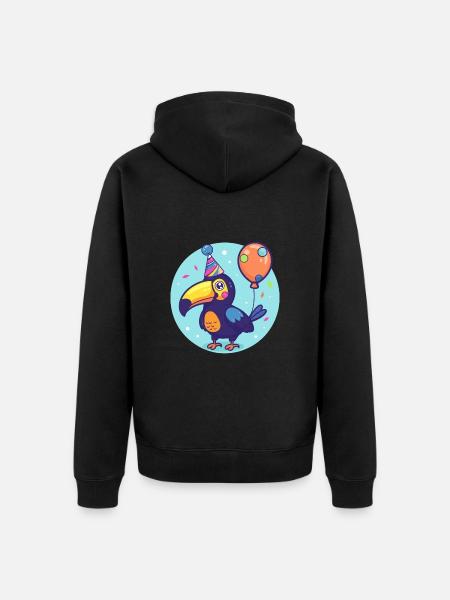 Toucan Bird Birthday Comic - Unisex Premium Organic Zip Hoodie - black