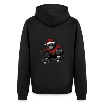 Gorilla Christmas Funny - Unisex Premium Organic Zip Hoodie - black - Back - Nico (187cm)