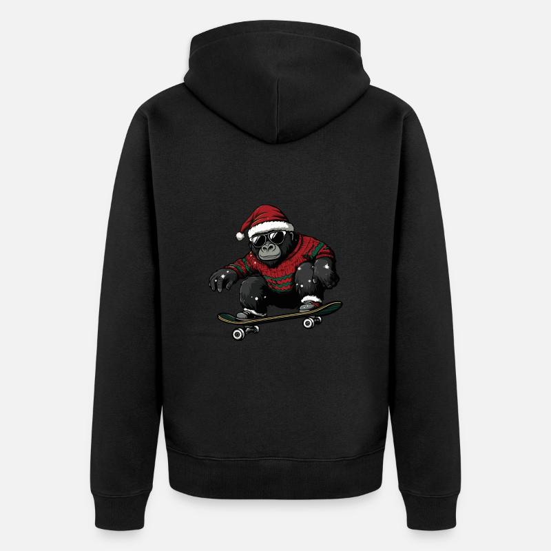 Gorille Noël drôle - Veste à capuche bio Premium Unisexe - noir
